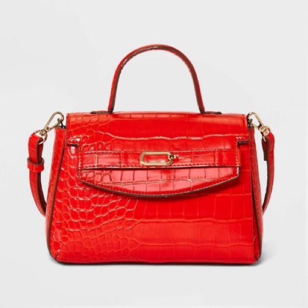 Mini Top Handle Crossbody Bag A New Day Target Crocodile Print Red
